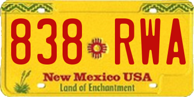NM license plate 838RWA