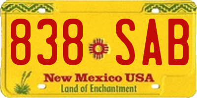 NM license plate 838SAB
