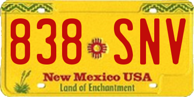 NM license plate 838SNV