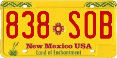 NM license plate 838SOB
