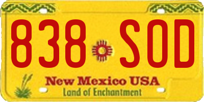 NM license plate 838SOD