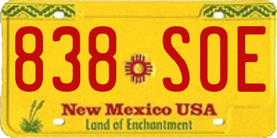 NM license plate 838SOE