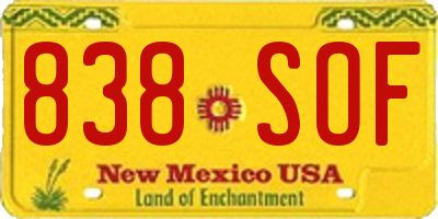 NM license plate 838SOF