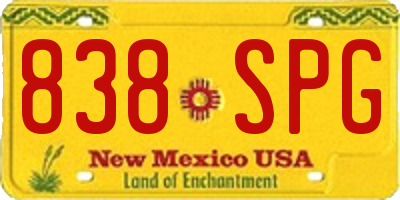 NM license plate 838SPG