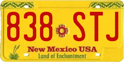 NM license plate 838STJ
