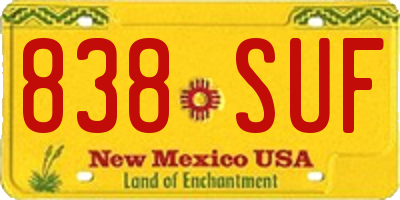 NM license plate 838SUF
