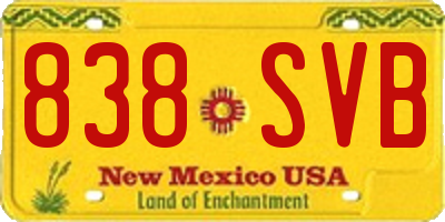 NM license plate 838SVB
