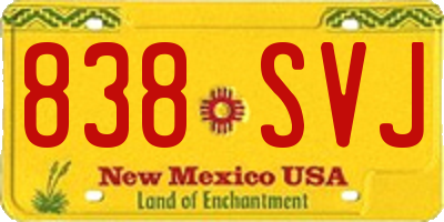 NM license plate 838SVJ