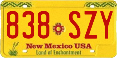 NM license plate 838SZY