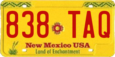 NM license plate 838TAQ