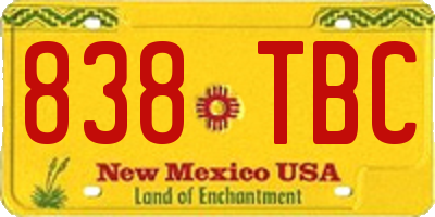 NM license plate 838TBC