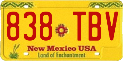 NM license plate 838TBV