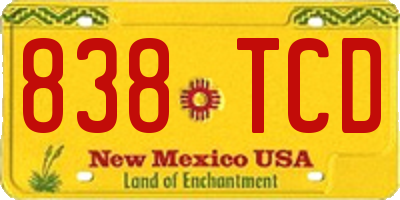 NM license plate 838TCD