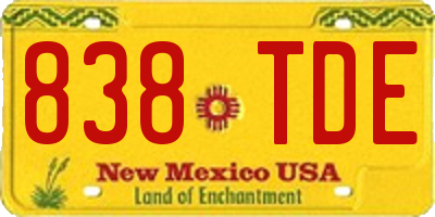 NM license plate 838TDE