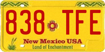 NM license plate 838TFE