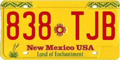 NM license plate 838TJB