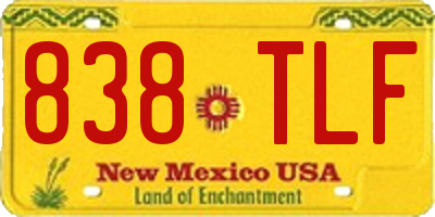 NM license plate 838TLF