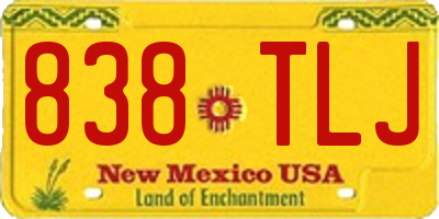 NM license plate 838TLJ