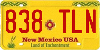 NM license plate 838TLN