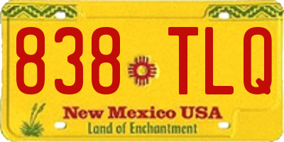 NM license plate 838TLQ