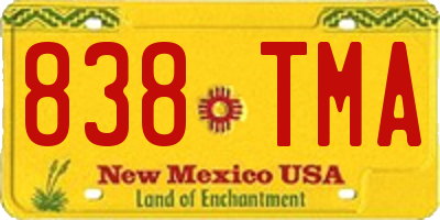 NM license plate 838TMA