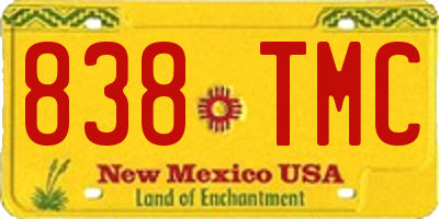 NM license plate 838TMC