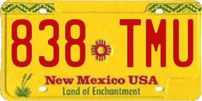 NM license plate 838TMU