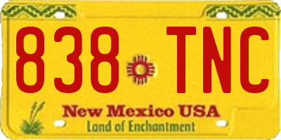 NM license plate 838TNC