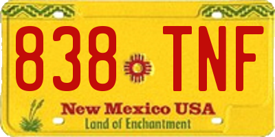 NM license plate 838TNF