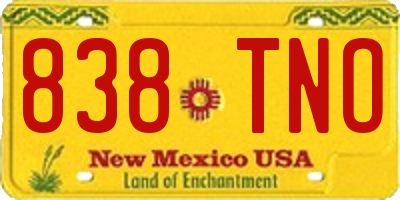 NM license plate 838TNO