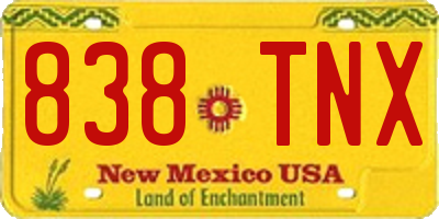 NM license plate 838TNX