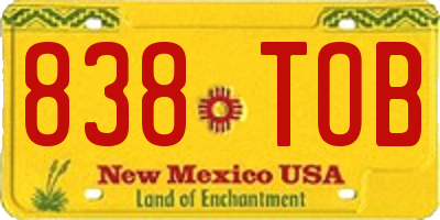 NM license plate 838TOB