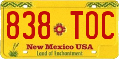 NM license plate 838TOC