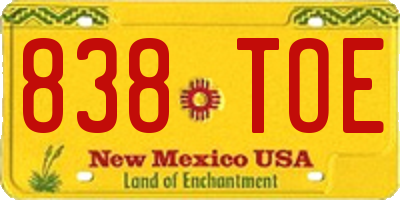 NM license plate 838TOE