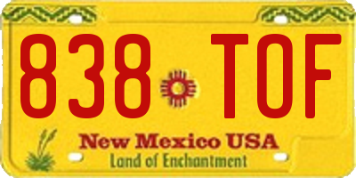 NM license plate 838TOF
