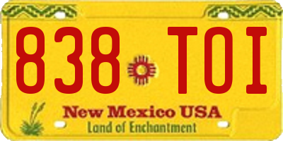 NM license plate 838TOI