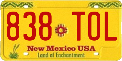 NM license plate 838TOL