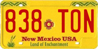 NM license plate 838TON