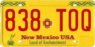 NM license plate 838TOQ