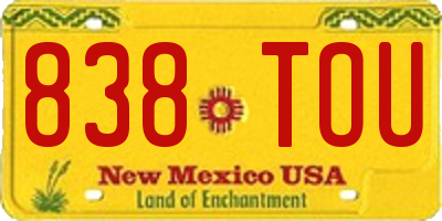 NM license plate 838TOU
