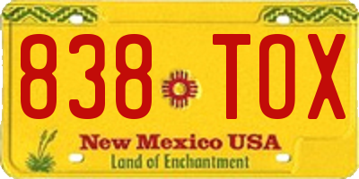 NM license plate 838TOX