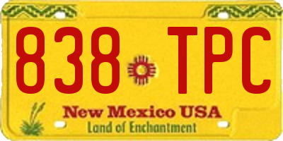 NM license plate 838TPC
