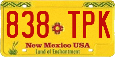NM license plate 838TPK