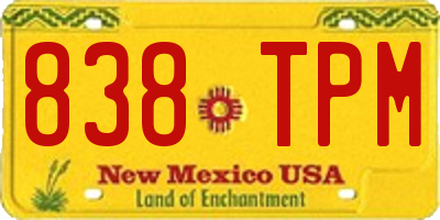 NM license plate 838TPM