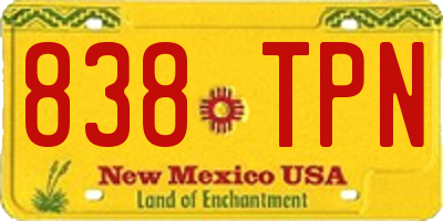 NM license plate 838TPN