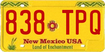 NM license plate 838TPQ