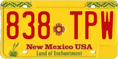 NM license plate 838TPW