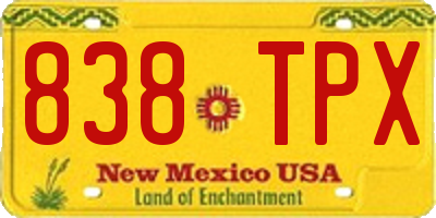 NM license plate 838TPX