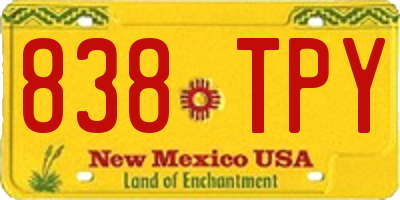 NM license plate 838TPY