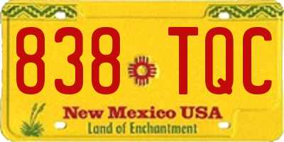 NM license plate 838TQC